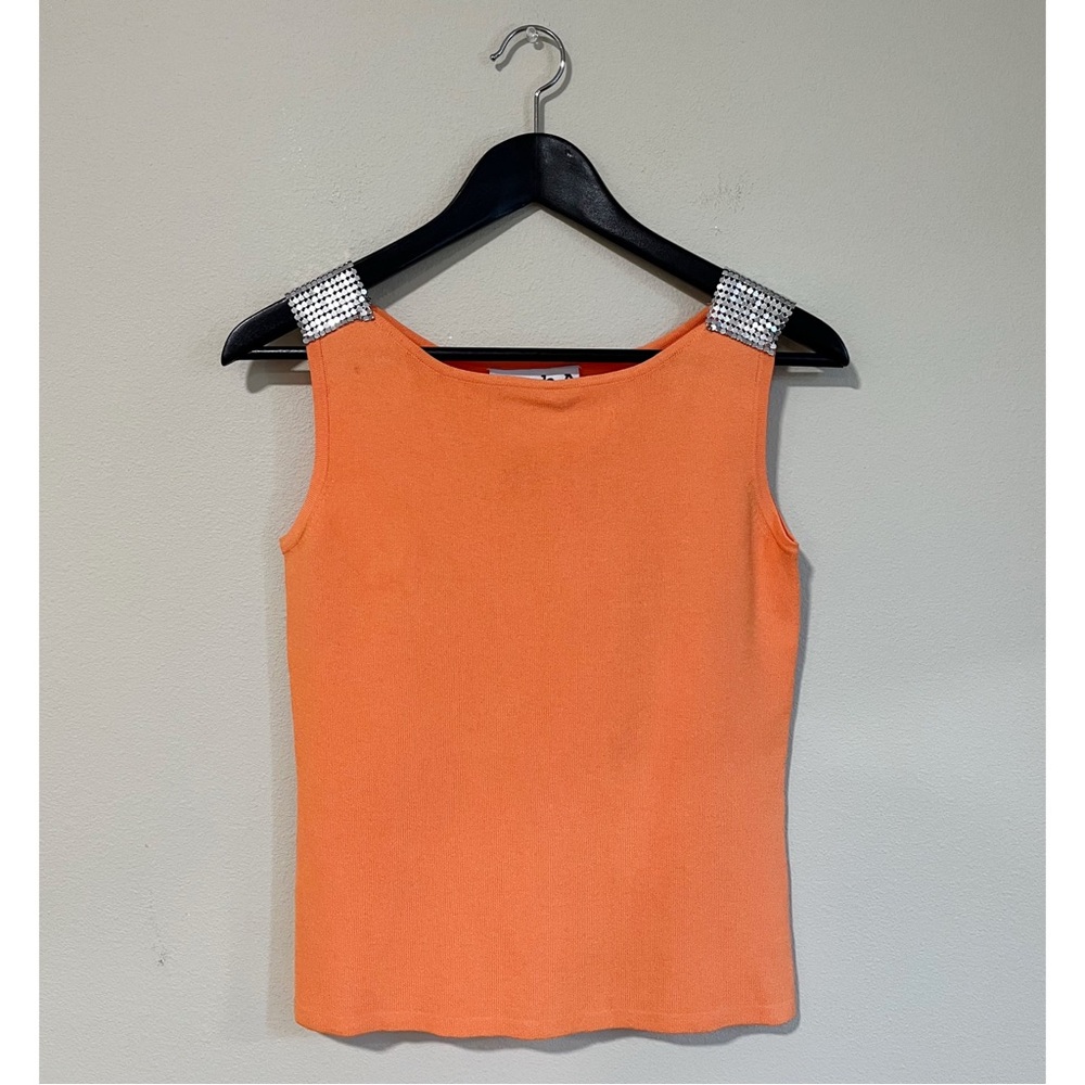 Joseph A Orange Tank Top with Silver Embellished Straps